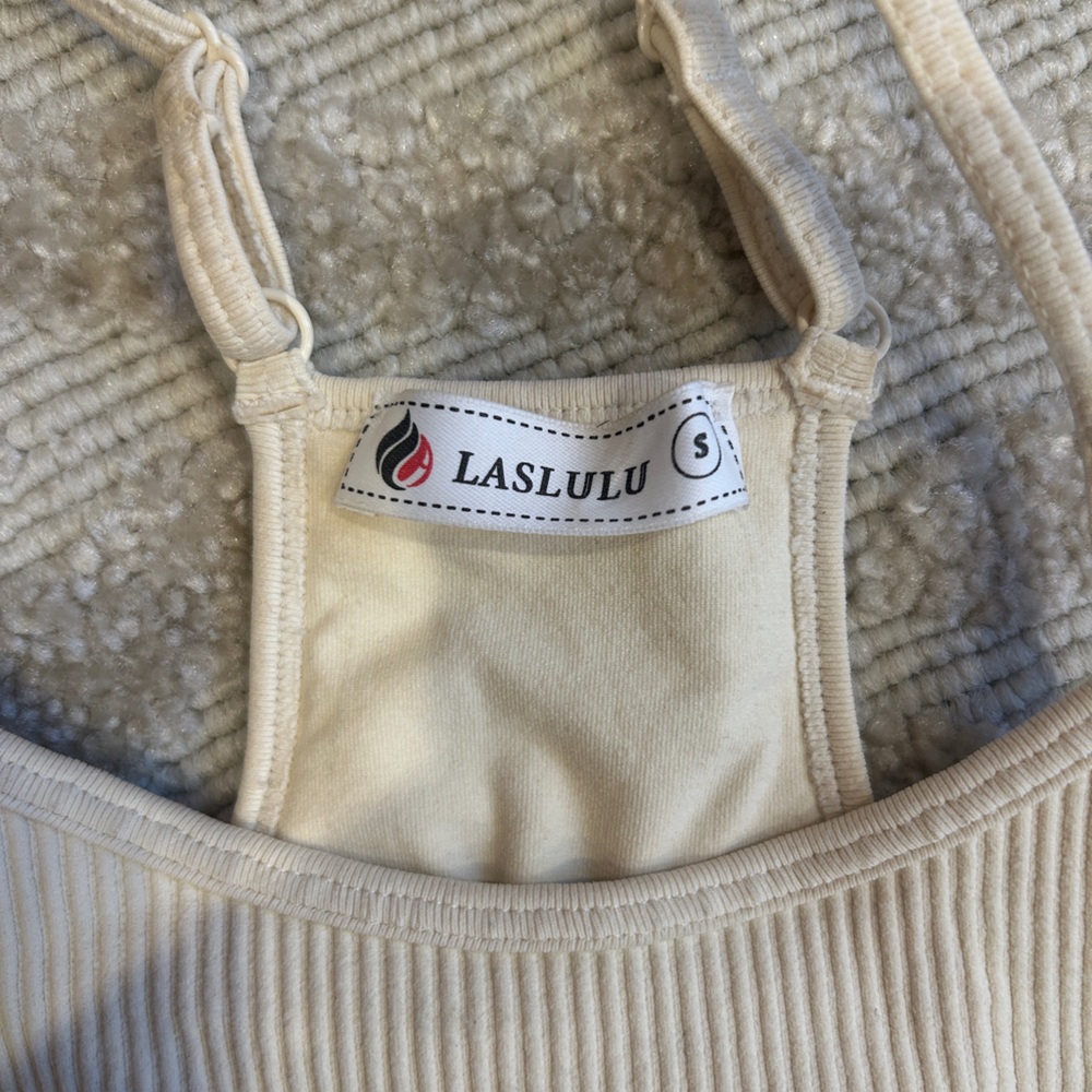Beige Ribbed Sports Top - Picture 2 of 4